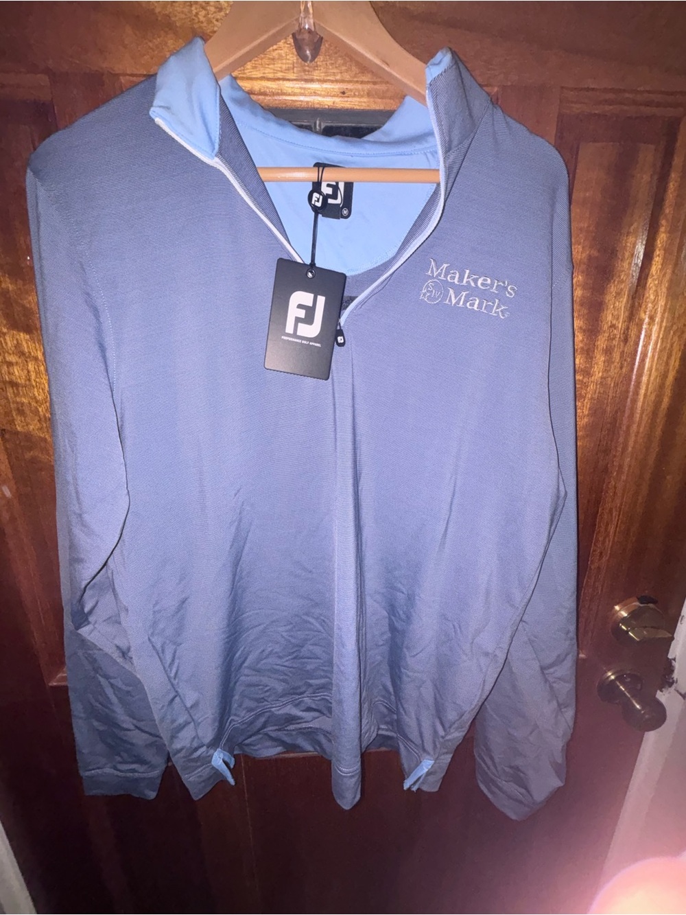 FootJoy Light Blue Men's Zip Pullover with Maker's Mark Embroidery size M